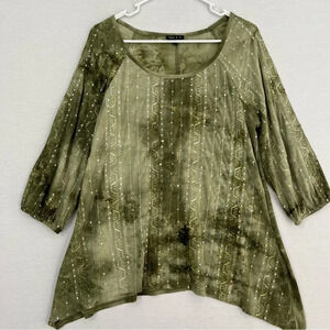 Sami & Jo Green Tie Dye Sequin‎ Soft Stretch Top Large